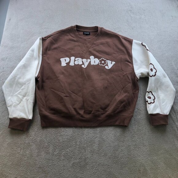 Playboy By PacSun Womens Sweatshirt Small Floral Pullover Colorblock Casual Y2K - Picture 12 of 13